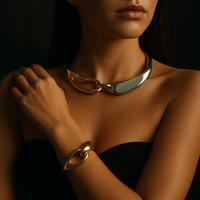 Multi-Tone Collar + Gold Bracelet