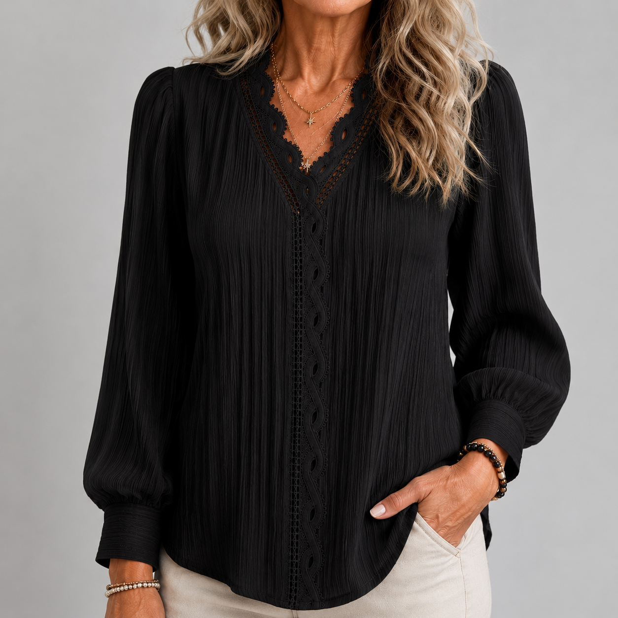 Juliette Lace Trim Blouse