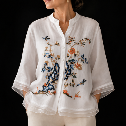 Camellia Linen Garden Blouse