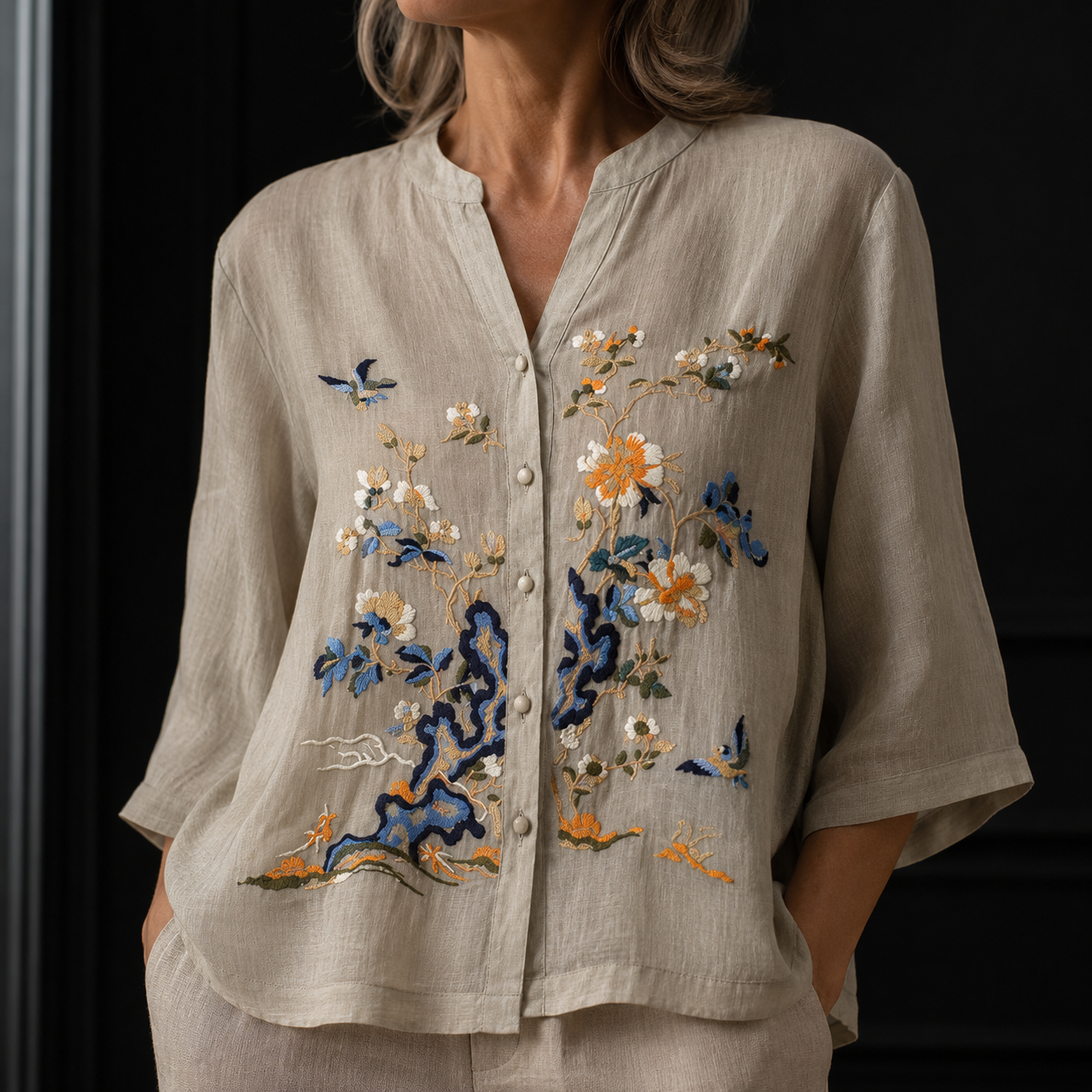 Camellia Linen Garden Blouse