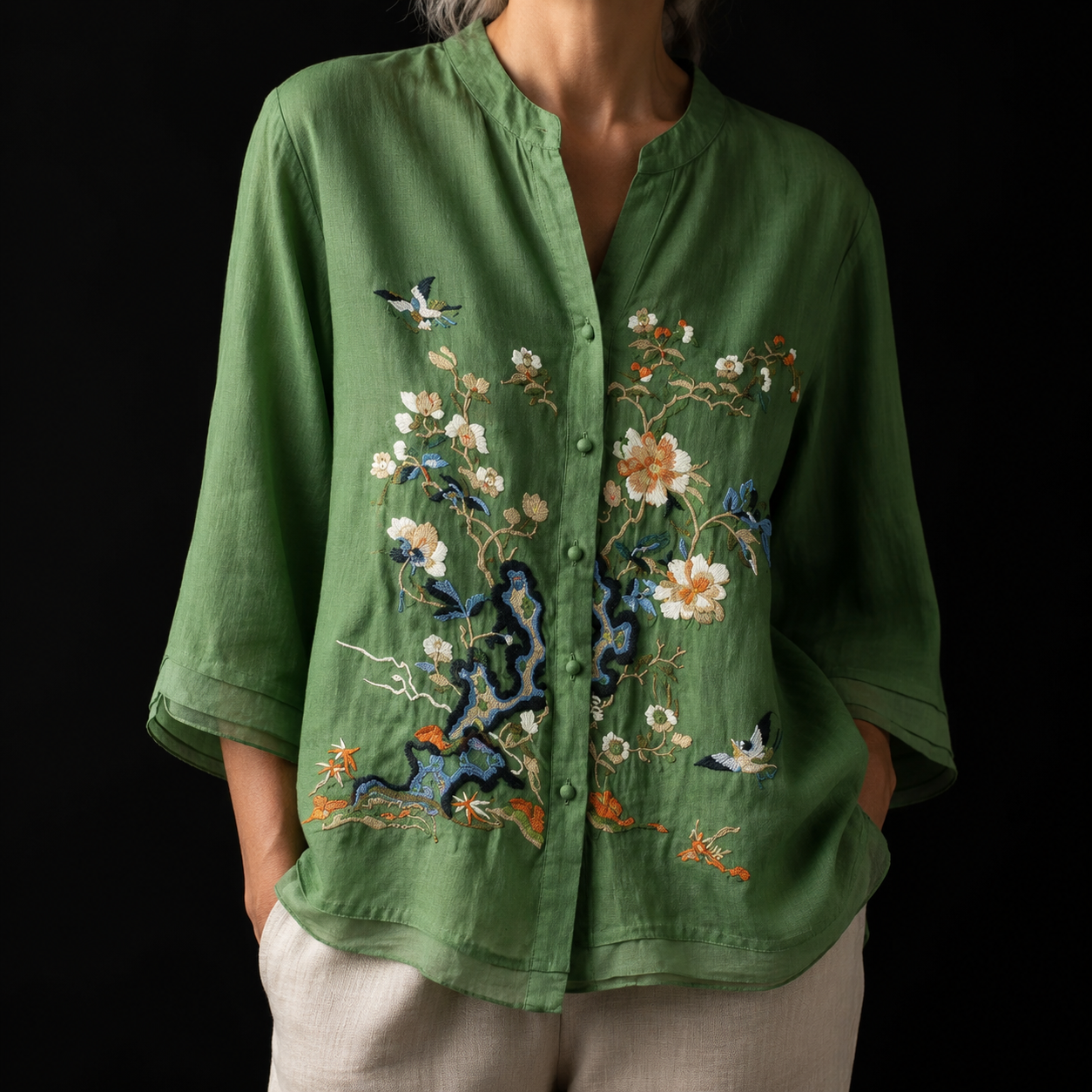 Camellia Linen Garden Blouse