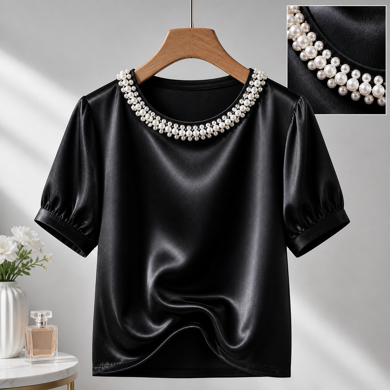 Monteclair Pearl Satin Blouse
