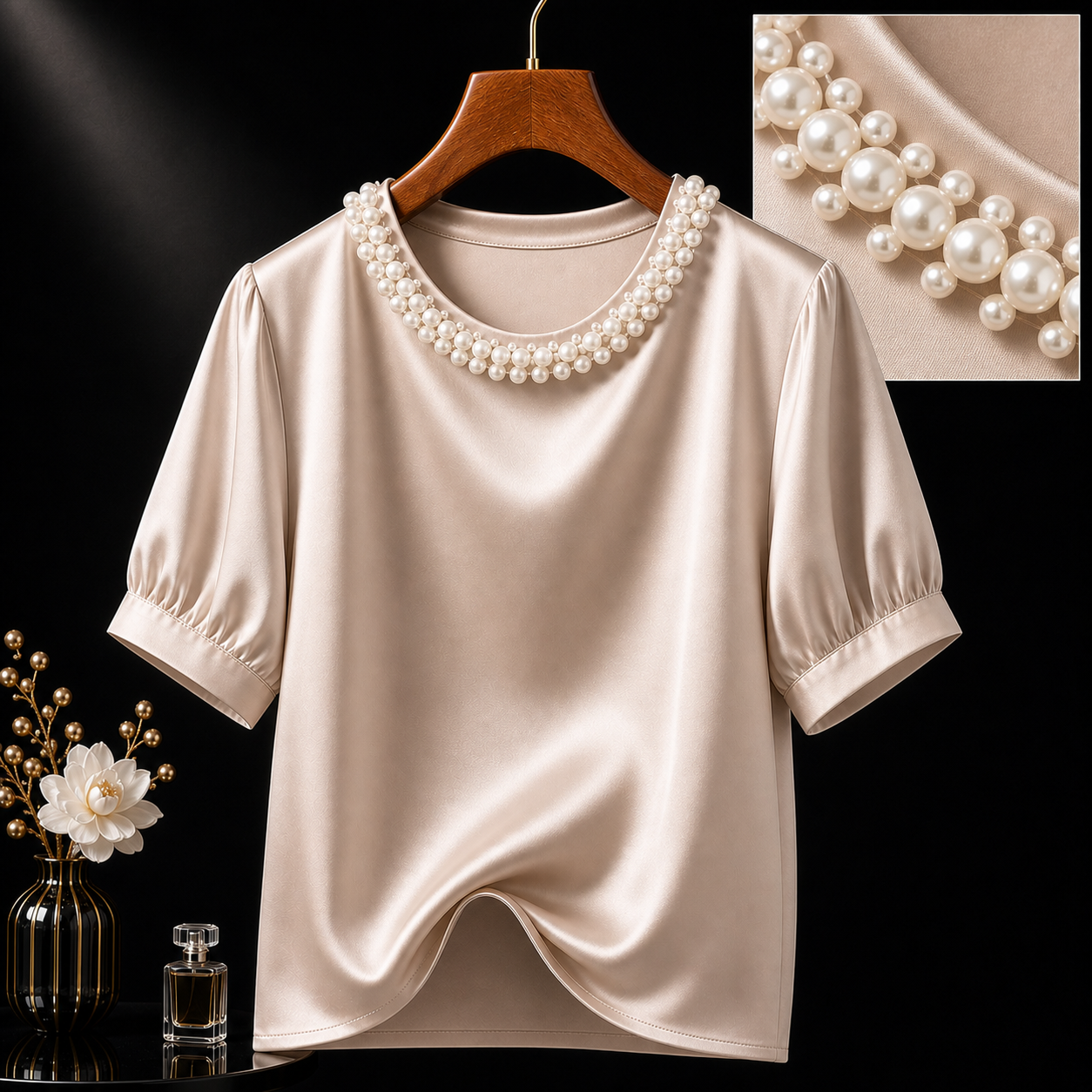Monteclair Pearl Satin Blouse